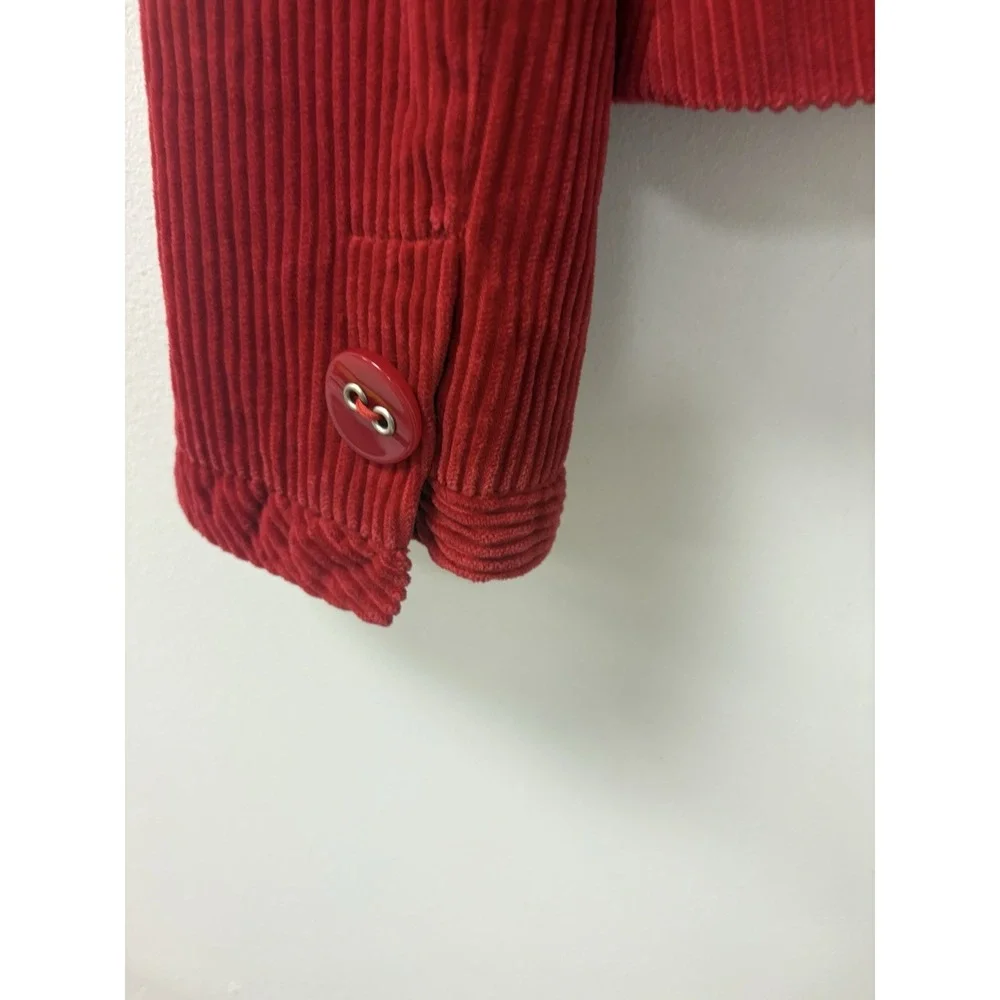 Size 6 Anthropologie Elevenses Jacket Blazer Red Corduroy Peplum